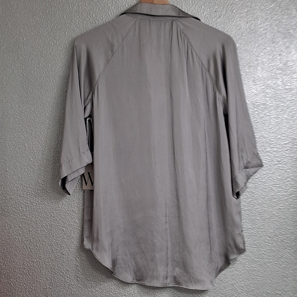 NWT Worthington Gray Shiny Button Down Shirt Size XS - Picture 8 of 10